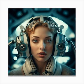 Portrait Of Young Woman In Space Canvas Print