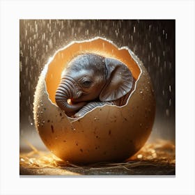 Baby Elephant In Egg Canvas Print