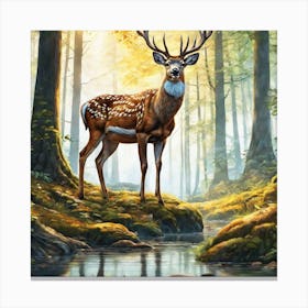 Deer In The Forest 137 Canvas Print