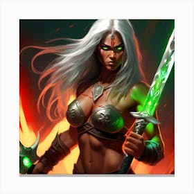 Female Warrior With A Sword Canvas Print