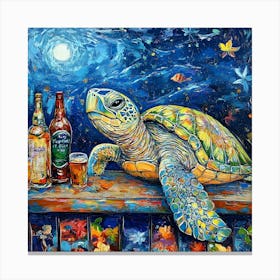 Sea Turtle At The Beach Bar 1 Canvas Print