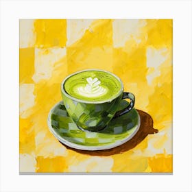 Matcha Latte Yellow Checkerboard 1 Canvas Print