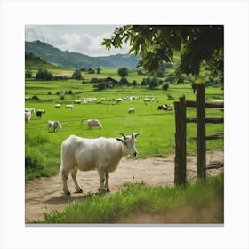 Goats In A Field Canvas Print