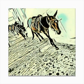 Donkeys En Route Print Canvas Print