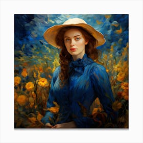 Girl In A Hat 4 Canvas Print