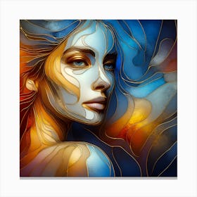 Portrait Of A Woman In Stained Glass Effect - An Abstract Artwork In Multi-Color. Canvas Print