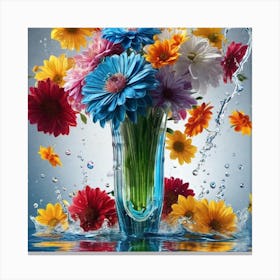 Colorful Flowers In A Vase 27 Canvas Print