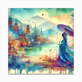 Asian Watercolor Painting 11 Canvas Print