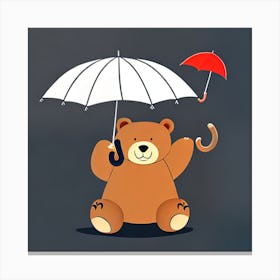 Teddy Bear With Umbrella Canvas Print