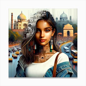 Girl In India Canvas Print