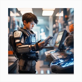 Futuristic Boy In Space 1 Canvas Print