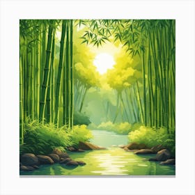 A Stream In A Bamboo Forest At Sun Rise Square Composition 36 Canvas Print