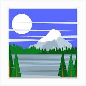 Full Moon Over Lake Canvas Print