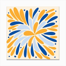 Floral Burst yellow and blue Canvas Print