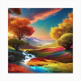 Colorful Landscape Painting 5 Canvas Print