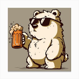 Polar Bear With Beer Canvas Print