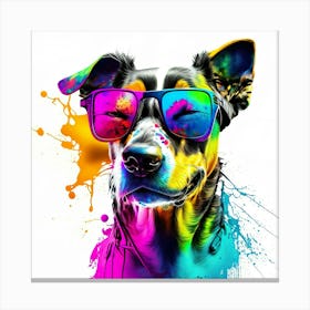 Colourful Dog Sunglasses (67) Canvas Print
