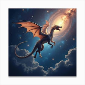 A Celestial Dragon Soaring Through The Cosmos With Galaxies Swirling Around Canvas Print