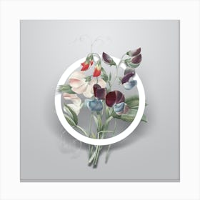 Vintage Sweet Pea Minimalist Flower Geometric Circle on Soft Gray n.0089 Canvas Print