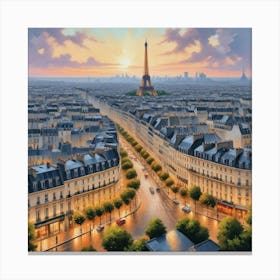 Cityscape Of Paris - Skyline View Art Print Canvas Print