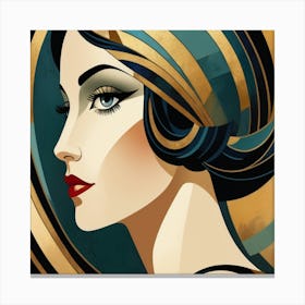 Art Deco Woman Portrait 2 Canvas Print