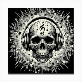 Skull With Headphones 4 Canvas Print