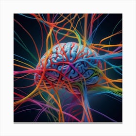 Brain With Colorful Wires Canvas Print