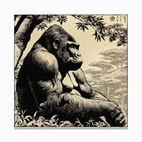 Gorilla Under A Tree Canvas Print