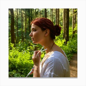 Portrait Of A Woman In The Forest 1 Canvas Print