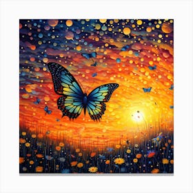 Butterfly At Sunset Canvas Print