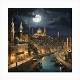 Egyptian City At Night art print 1 Canvas Print