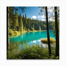 Blue Lake In The Forest 6 Canvas Print