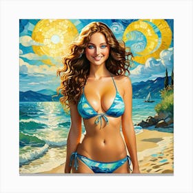 Girl On The Beachghj Canvas Print