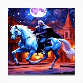 Knight On A White Horse Canvas Print