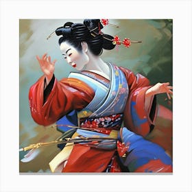 Geisha Dancing Canvas Print