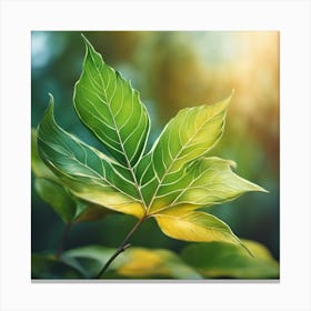 Green Leaf In The Forest 3 Canvas Print