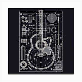 Blueprint Guitar 2 Canvas Print