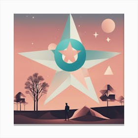 A Drawing In Pastel Colors Of A Light And Shadow And A Star, In The Style Of Bauhaus Simplicity, R Canvas Print