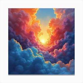 Vibrant Cosmic Explosion In Watercolor Strokes 1 Canvas Print