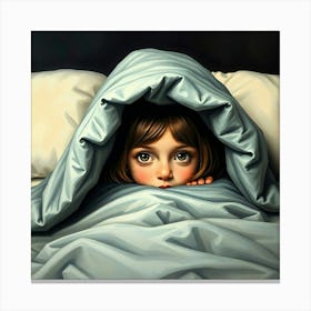 Girl Under A Blanket - Diverse Art Illustration 68 Canvas Print