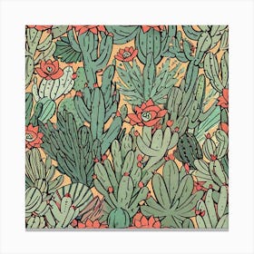 Cactus Seamless Pattern 1 Canvas Print