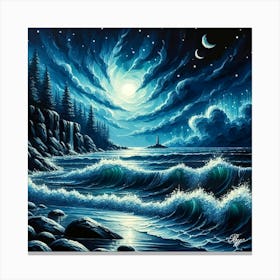 Abstract Oil Painting Of Raging Ocean 7 Copy Canvas Print