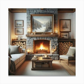 Fireplace In A Living Room Canvas Print