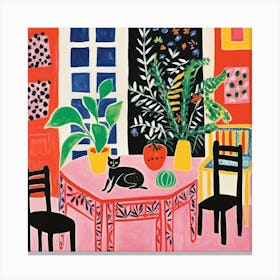 Cat At The Table 9 Canvas Print