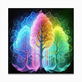 Three Colorful Trees in neon colors 3 Canvas Print