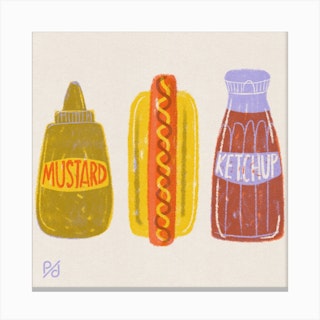 Hot Dog Square Canvas Print