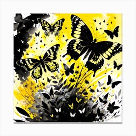 Black And Yellow Butterflies 1 Canvas Print