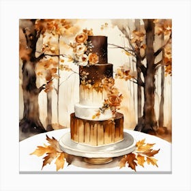 Watercolour Autumn Cake Canvas Print