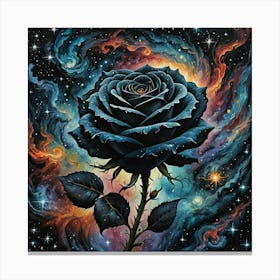 Black Rose In Space Canvas Print