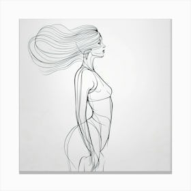 Elegance in Lines: Woman with  Long Hair Canvas Print